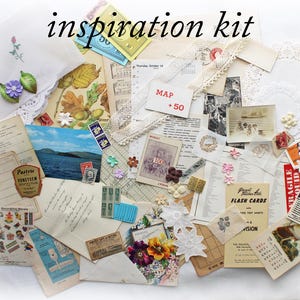 Kit de inspiração vintage com 100 peças, pacote de itens efêmeros, cartas, envelopes, formulários, páginas manuscritas para diário de lixo, colagem, artesanato, scrapbook, 8
