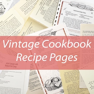Pacote de páginas de receitas de livros de receitas vintage, pacote com 15 itens diversos de papel, itens para colagem, diário de lixo, suprimentos para artesanato de decoupage, lote misto
