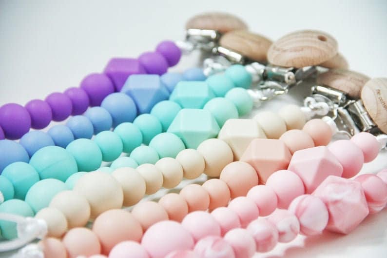 Custom silicone pacifier clip with name for BIBS silikon schnullerkette mit name attache tetine