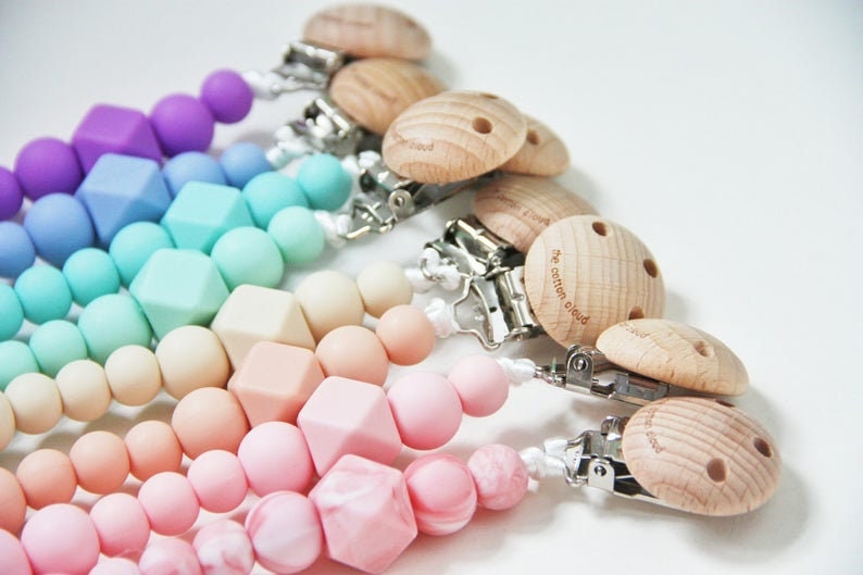 Custom silicone pacifier clip with name for BIBS silikon schnullerkette mit name attache tetine