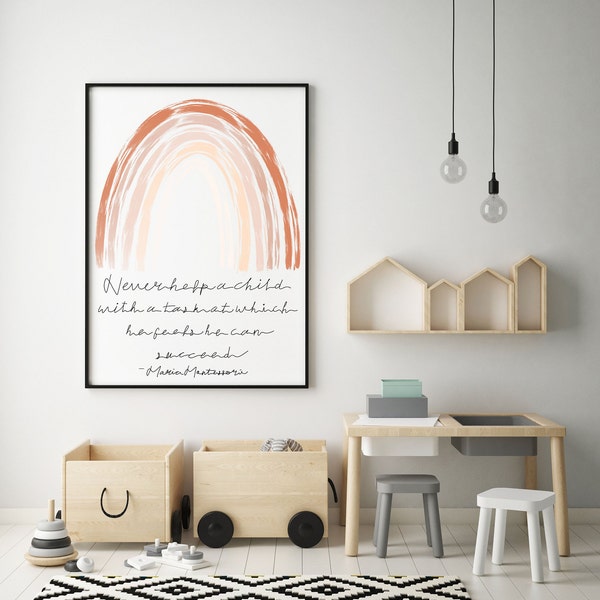 Montessori Wall Art | Rainbow Art | Maria Montessori Quotes | Wall Print