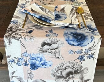 Elegante tovaglia floreale blu: decorazione per tavolo da pranzo (45,7 x 152,4 cm)