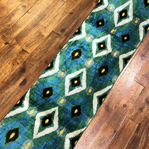 Green ikat fabrics by the yard, yellow velvet ikat fabrics, silk ikat velvet fabric, handmade fabrics, upholstery fabrics, decorative fabric