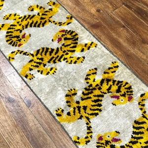 Yellow Tiger Velvet Ikat Fabric: Bold Animal Print Textile