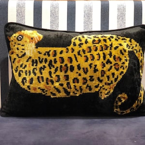 Lumbar Ikat Pillow: Bohemian Velvet Leopard Cushion Cover