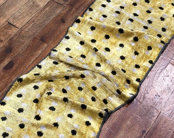 Yellow Velvet Ikat Fabric: Black Polka Dot Upholstery Fabric