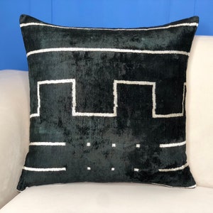Plain black square ikat pillow cover, 2020 black and white ikat cushion cover, ikat pillowcases, decorative pillows, contemporary pillows image 1
