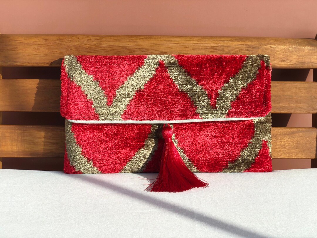Red Clutch Bag, Ikat Clutch Bag, Wedding Bags, Ikat Clutches, Velvet ...