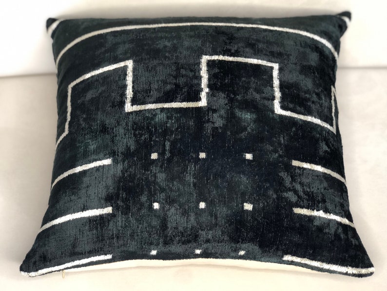 Plain black square ikat pillow cover, 2020 black and white ikat cushion cover, ikat pillowcases, decorative pillows, contemporary pillows image 4