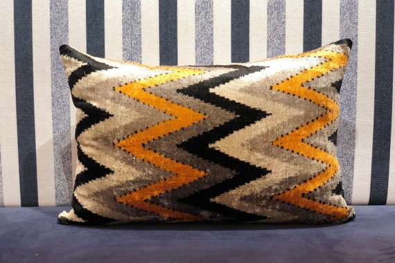 Chevron Ikat Velvet Pillow Orange Ikat Pillow Orange Velvet