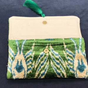 Bolso Clutch Ikat, Bolso Clutch Verde, Bolsos Boda, Bolso Clutch Noche, Bolso Ikat Verde, Bolso Terciopelo Ikat, Bolsos Clutch Mujer, Bolso Clutch Terciopelo imagen 5