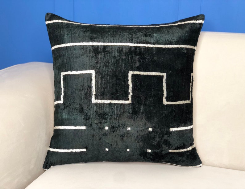 Plain black square ikat pillow cover, 2020 black and white ikat cushion cover, ikat pillowcases, decorative pillows, contemporary pillows image 1