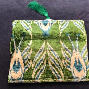 Bolso Clutch Ikat, Bolso Clutch Verde, Bolsos Boda, Bolso Clutch Noche, Bolso Ikat Verde, Bolso Terciopelo Ikat, Bolsos Clutch Mujer, Bolso Clutch Terciopelo imagen 4