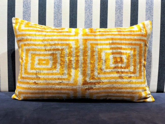Yellow ikat pillow sale