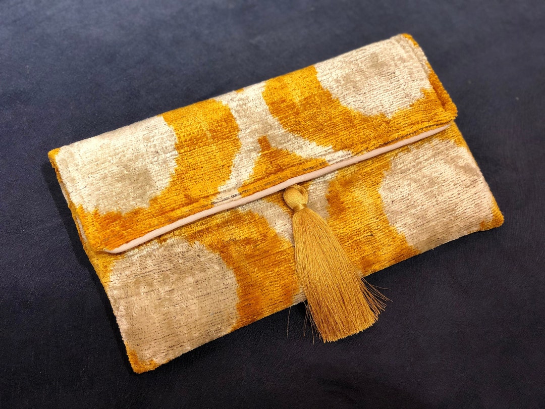 Yellow Clutch Bag, Ikat Clutch Bag, Yellow Ikat Bag, Evening Bags