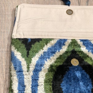 Blue Ikat Clutch Bag, Green Ikat Clutch Bag, Velvet Clutch Bag, Green Ikat Bag, Evening Clutch Bag, Wedding Clutch Bag, Silk Velvet Ikat Bag image 2