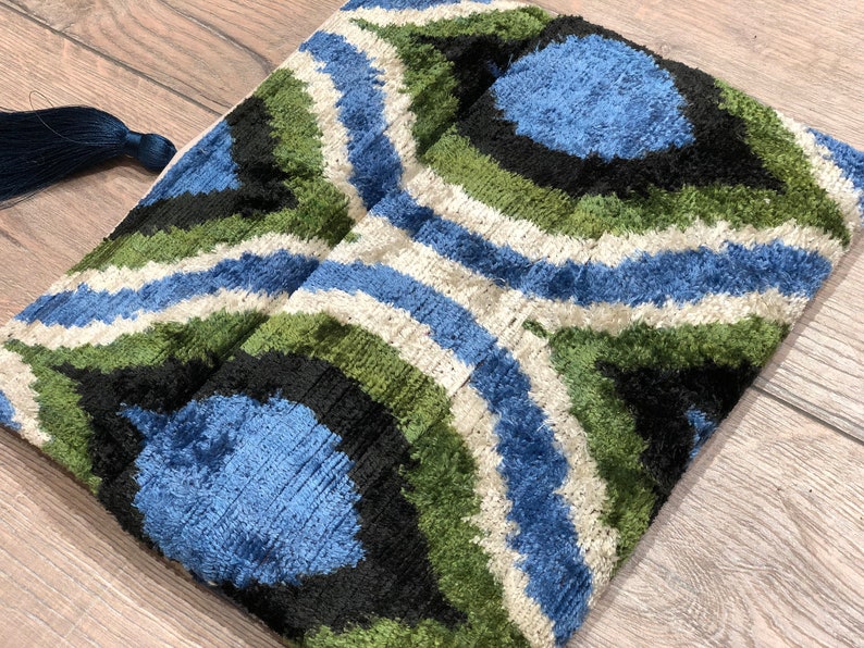 Blue Ikat Clutch Bag, Green Ikat Clutch Bag, Velvet Clutch Bag, Green Ikat Bag, Evening Clutch Bag, Wedding Clutch Bag, Silk Velvet Ikat Bag image 4