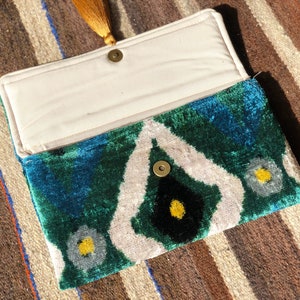 Green Ikat Clutch Bag, Green Clutch Bag, Evening Clutch Bag, Bridal Clutch Bag, Wedding Clutch Bag, Handmade Clutch Bag, Vintage Clutch Bag image 7