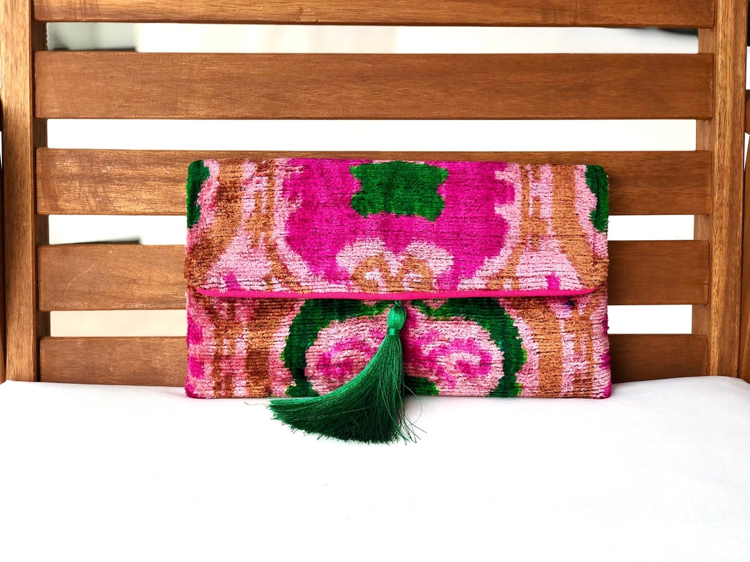Silk Velvet Ikat Clutch Bag: Boho Evening Wedding Bag - Etsy