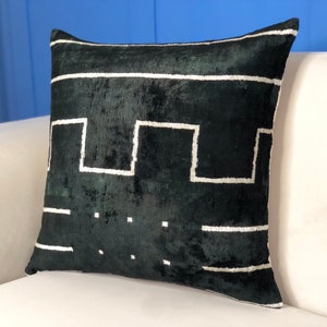 Plain black square ikat pillow cover, 2020 black and white ikat cushion cover, ikat pillowcases, decorative pillows, contemporary pillows image 3