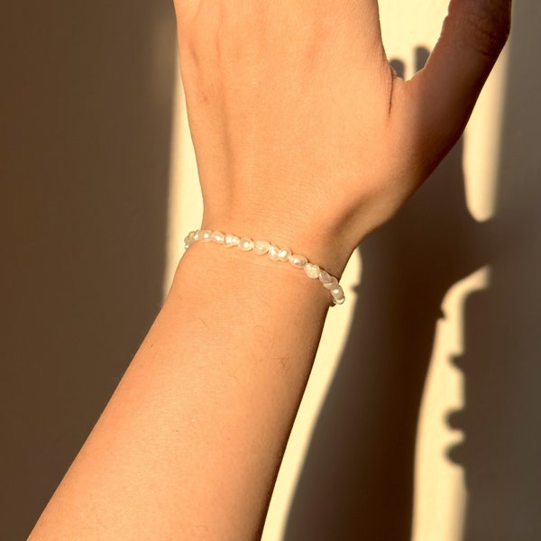 Pearl bracelet, tiny pearl bracelet, natural pearl bracelet, tiny pearl string bracelet