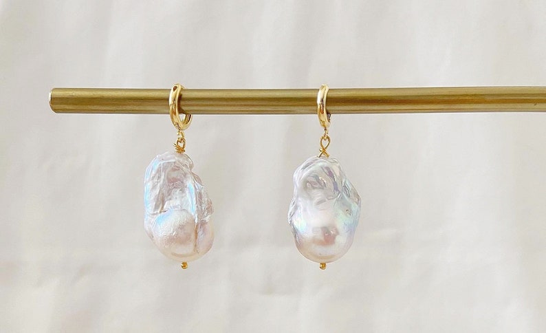 Baroque Pearl Earrings, Drop Earrings with pearls, wedding earrings, pearl earrings image 1