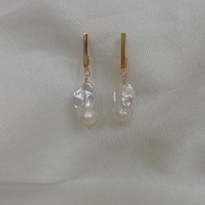 Baroque Pearl Earrings, Drop Earrings with pearls, wedding earrings, pearl earrings image 5