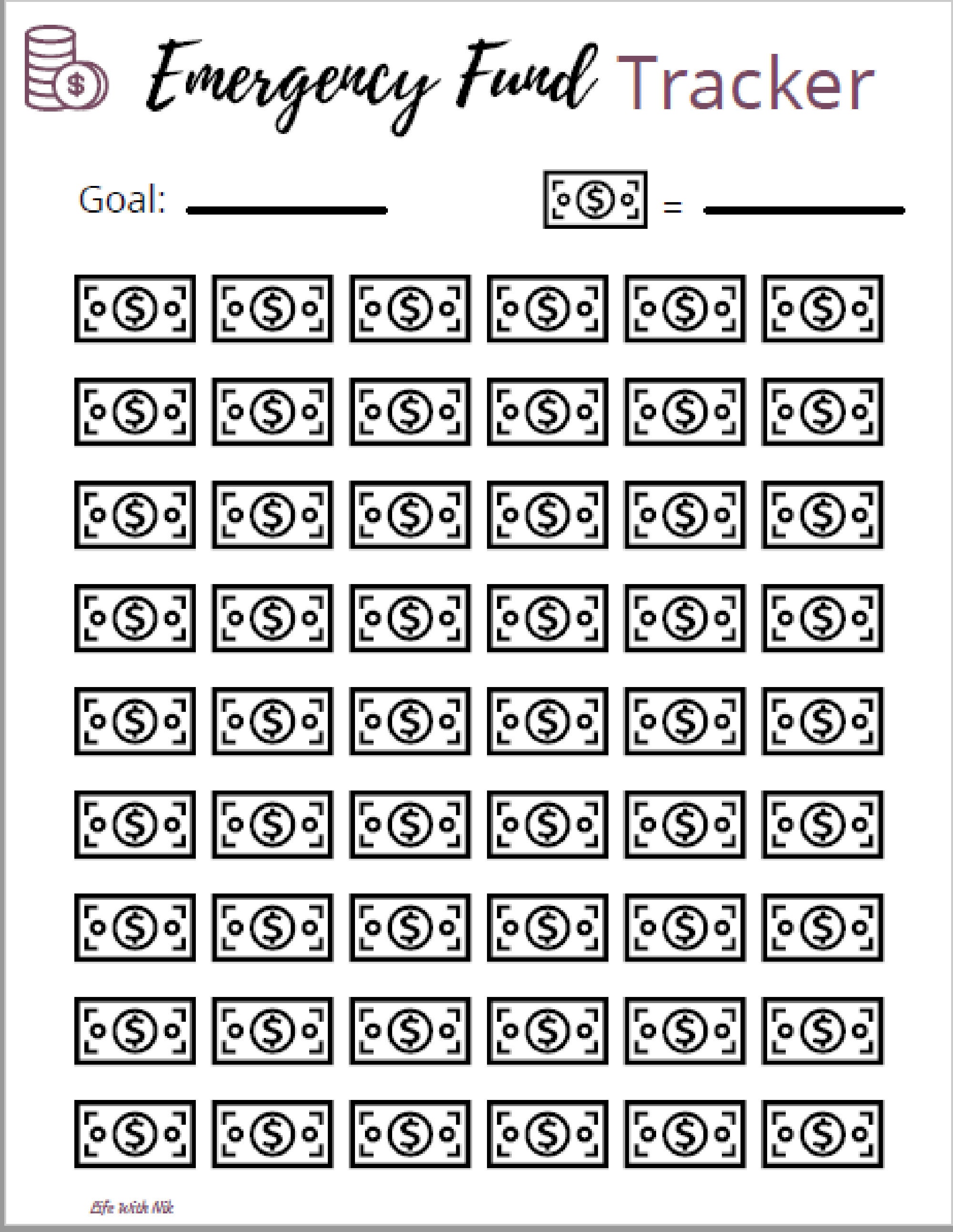 Emergency Fund Savings Tracker Planner Printable Emergency Fund Tracker ...