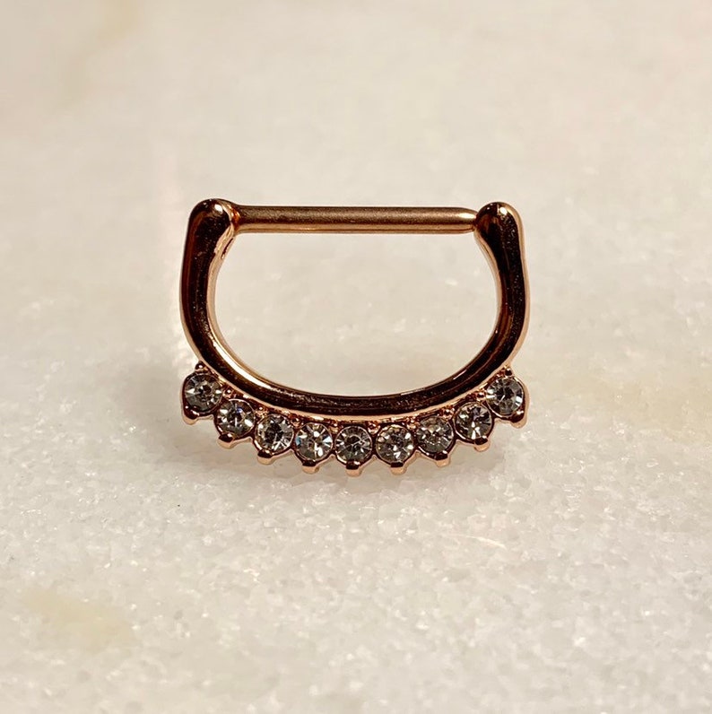 Nipple Jewellery 14g Gemset Rose Gold Nipple Clicker