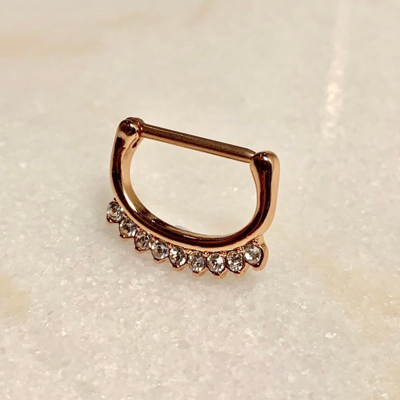 Nipple Jewellery 14g Gemset Rose Gold Nipple Clicker