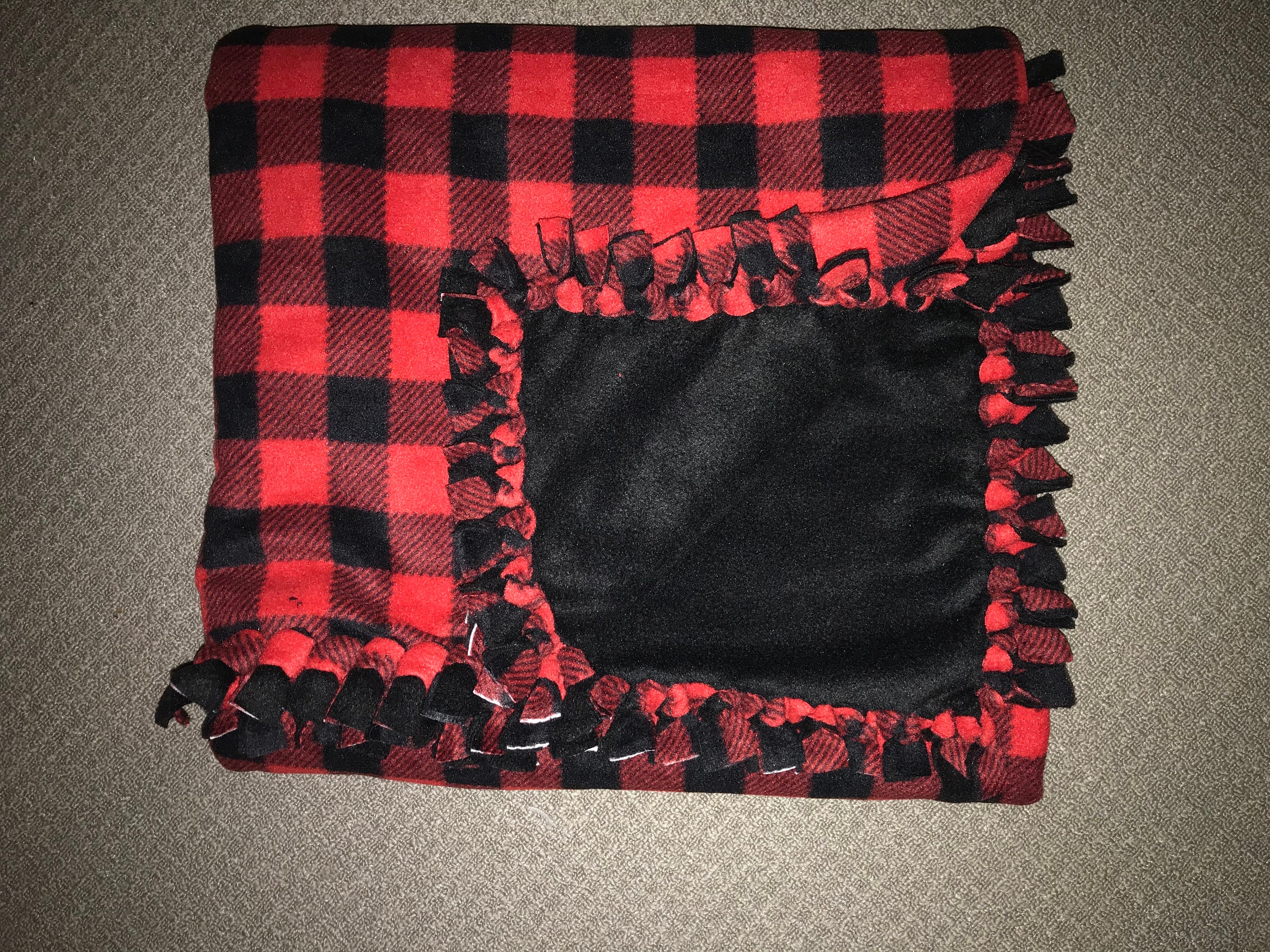 Handmade Cozy Black and Red Plaid Fleece Tie Blanket Etsy
