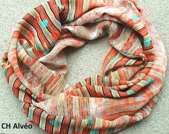 Ultra Soft Infinity scarf, double wrap, ultra light, high quality fabric,  stylish, fashion accessories, made in Montreal