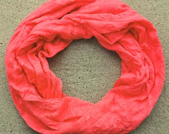 Ultra soft Infinity Scarf, lightweight, comfortable, wrinkled effect, high quality fabric, double wrap, fashion accessory