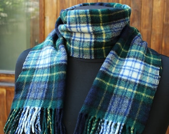 Vintage lambswool plaid scarf Unisex tartan green scarves Mix colors check scarf Warm winter accessory Vintage woman scarf Christmas gift