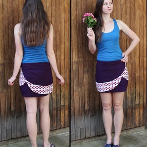 Vintage mini tulip skirt Size M Festival short skirt Floral pattern skirt Summer skirt Cotton flirty fairy skirt Purple white pink skirt image 2