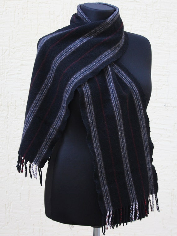 Vintage cashmere wool stripe scarf Unisex scarves… - image 2