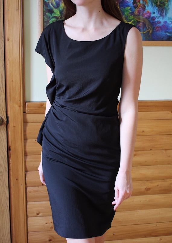 Vintage Black Sheath Dress: Asymmetrical One-sleeve Cocktail Dress, Size M  - Etsy