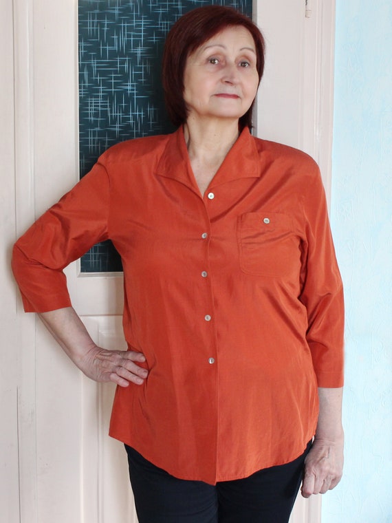 women's burnt orange dress shirt