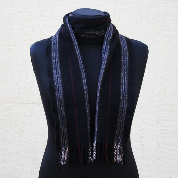 Vintage cashmere wool stripe scarf Unisex scarves… - image 3