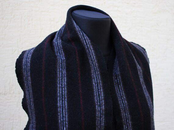 Vintage cashmere wool stripe scarf Unisex scarves… - image 8