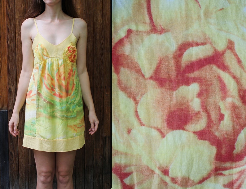 Vintage cotton silk mini dress Size ML Summer flirty dress Beach colorful tunic Tie due pattern women/'s top Multicolor dress US size 810