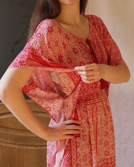 Vintage viscose kaftan beach dress Bohemian sundr… - image 8