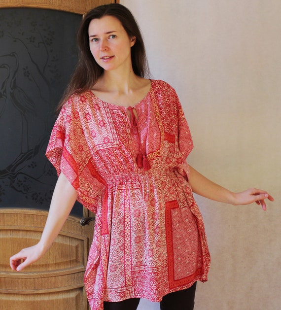 Vintage viscose kaftan beach dress Bohemian sundr… - image 3