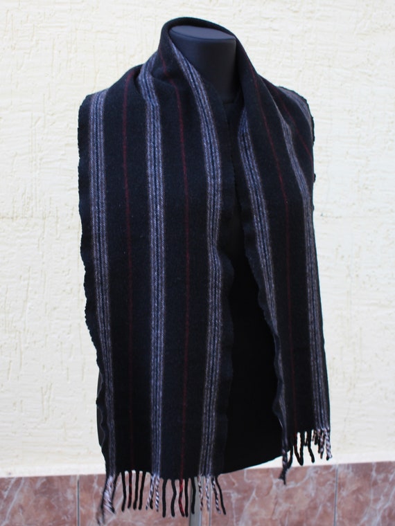 Vintage cashmere wool stripe scarf Unisex scarves… - image 10