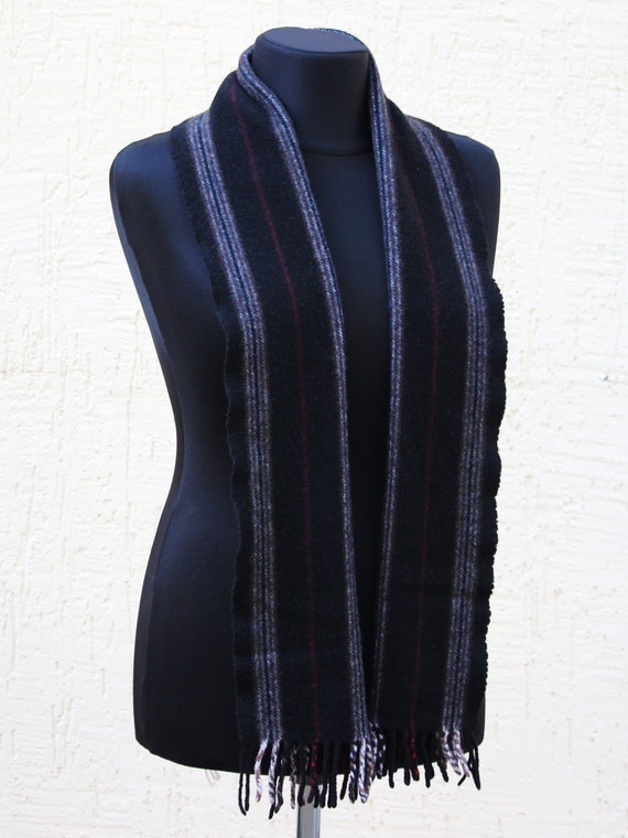 Vintage cashmere wool stripe scarf Unisex scarves… - image 9