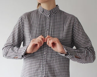 Vintage Plaid Cotton Shirt: Rustic Tartan Top (L/XL)