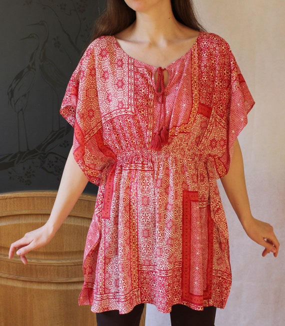 Vintage viscose kaftan beach dress Bohemian sundr… - image 7