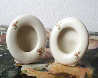 Mini Vintage Ceramic Photo Frames: Signed Shabby Chic Decor, Set of 2