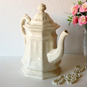 Large MCM Ceramic Teapot: 1980s Vintage Collectible, Signed Kim