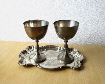Vintage Silver Plated Wine Goblets - Cambridge Plate - Set of 2